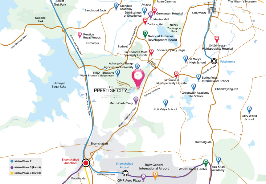Prestige City Hyderabad Strategic Location Map